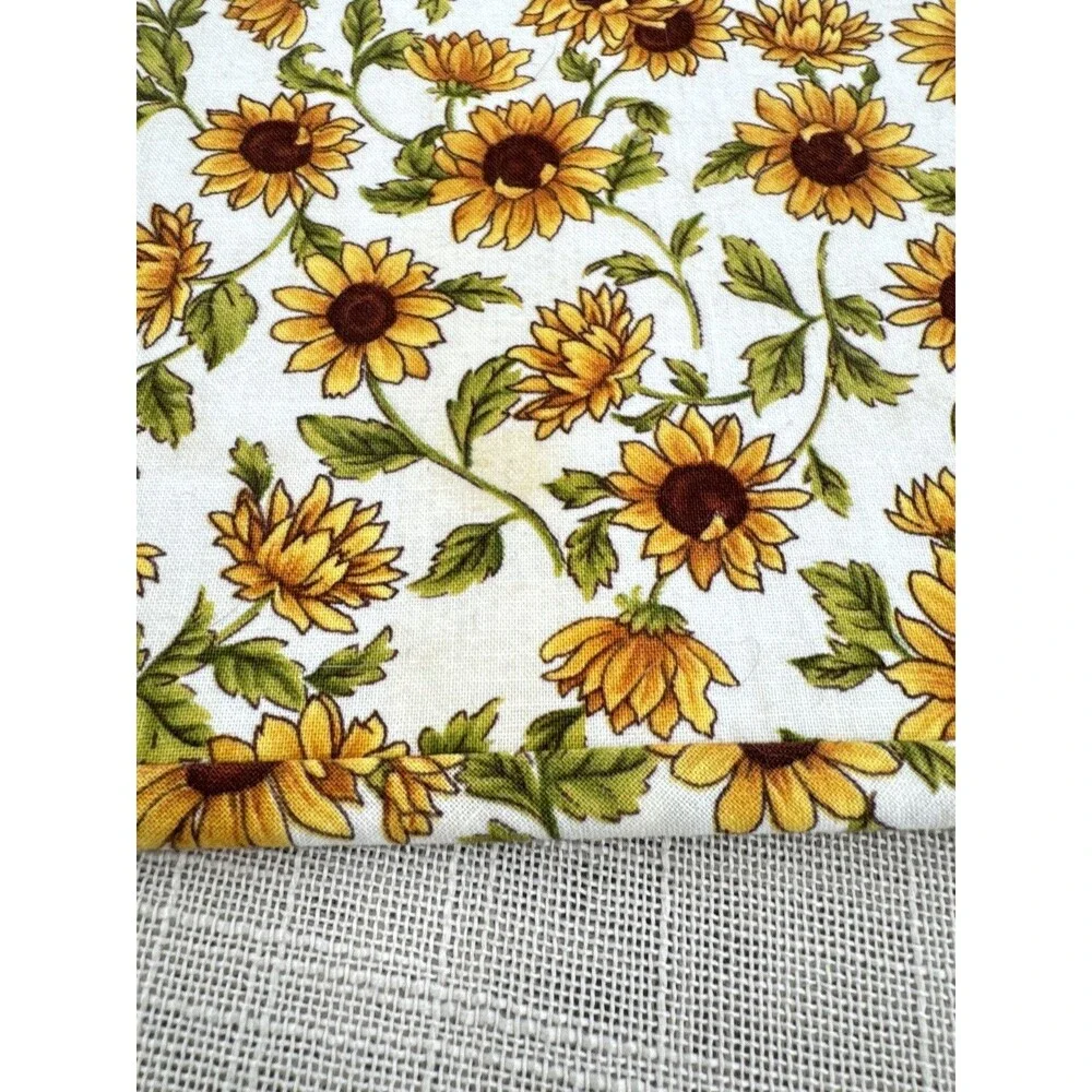 Vintage Sunflower Quilted Fabric Placemats Set of 4 Cottagecore Table Decor